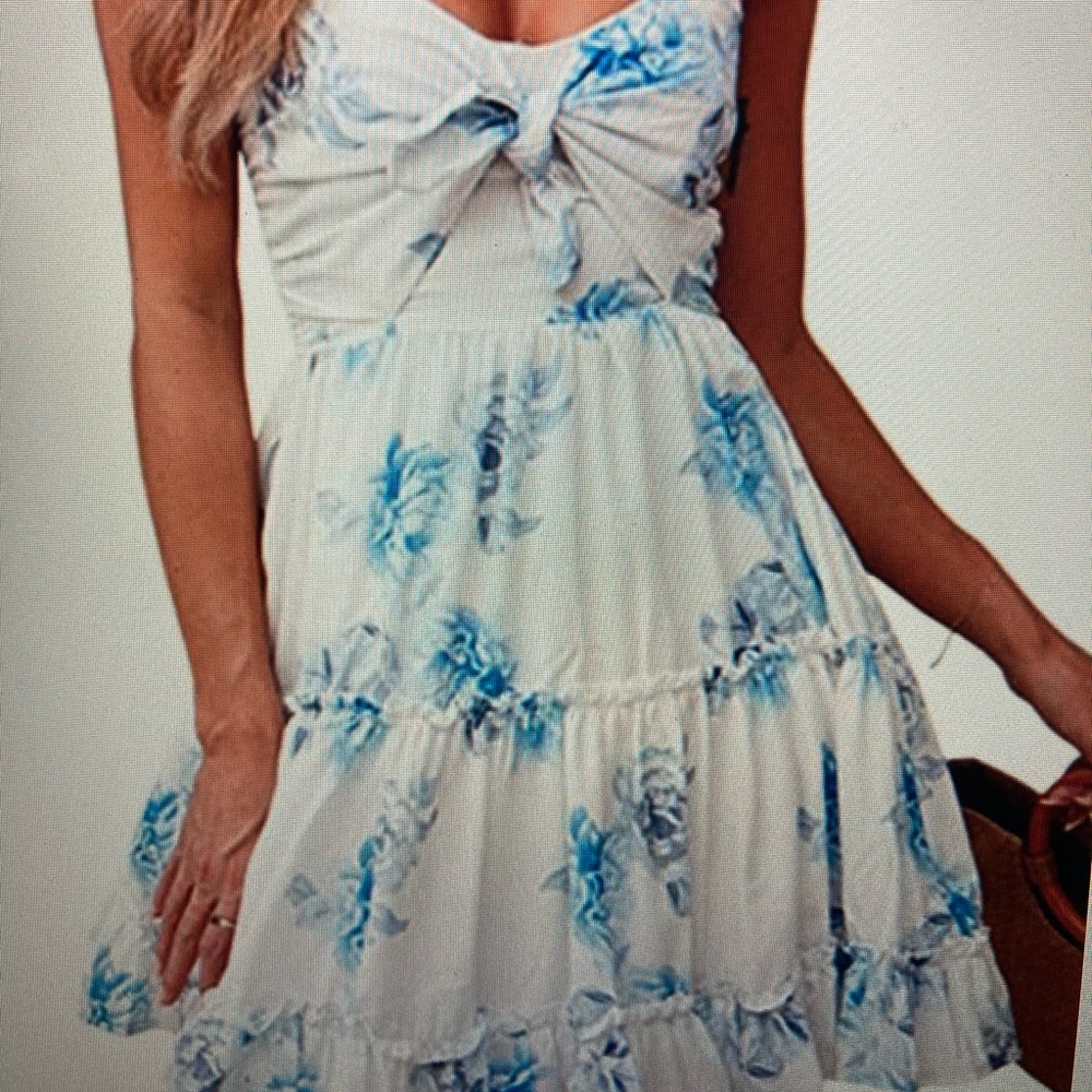 Floral spaghetti strap tie knot dress